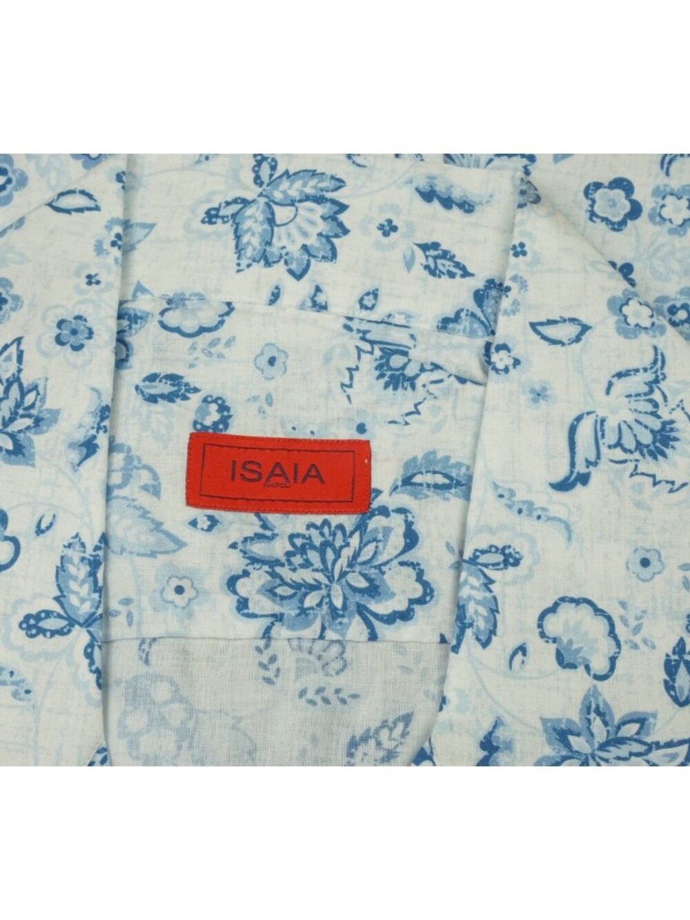Isaia White Cobalt Floral Pocketed Long Sleeve Cotton Shirt 15.5/39 NEW - Picture 4 of 6